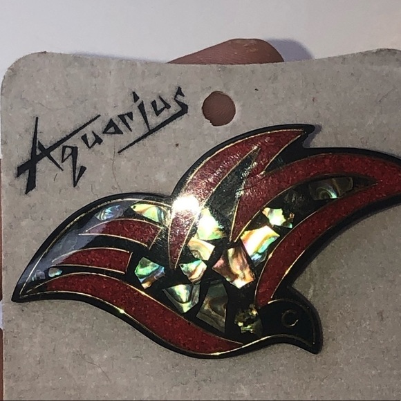 VTG Aquarius New Zealand Puau / Abalone Shell Bird Brooch Approx 2” - Picture 2 of 5